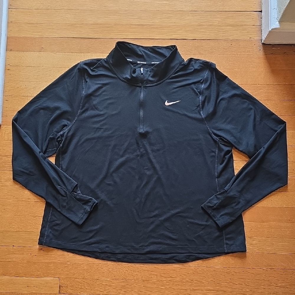 Nike Dri-Fit Running 1/4 Zip Pullover Black Jacket, EUC, Women's 1X